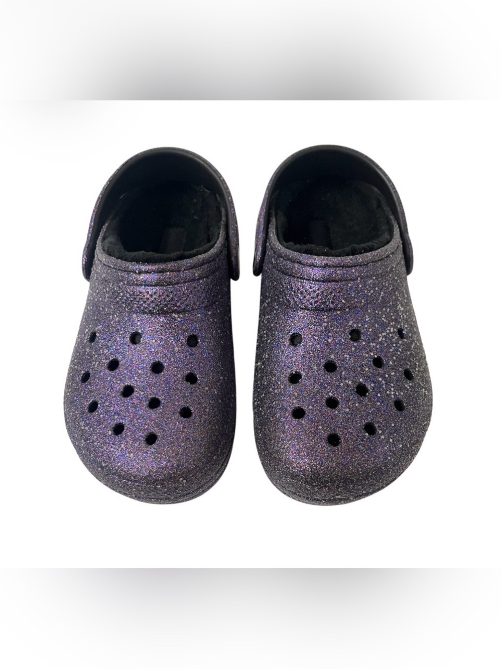 CROCS - Kids Girls Size 1 (J1) Sparkling Purple with Fuzzy Lining - Picture 4 of 8